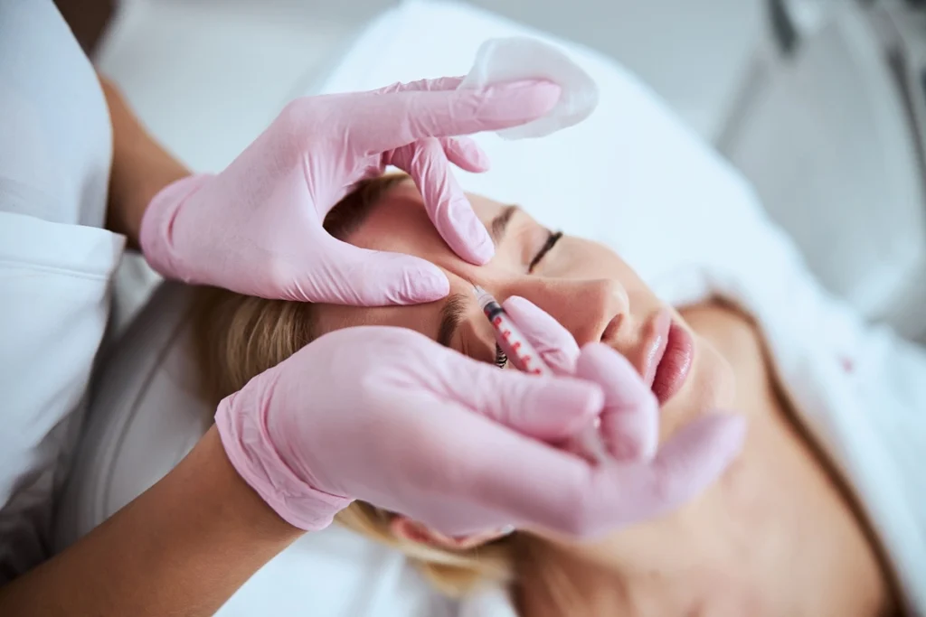 Provider performing Botox injections for frown lines at ARA Med Spa in Beverly Hills, CA