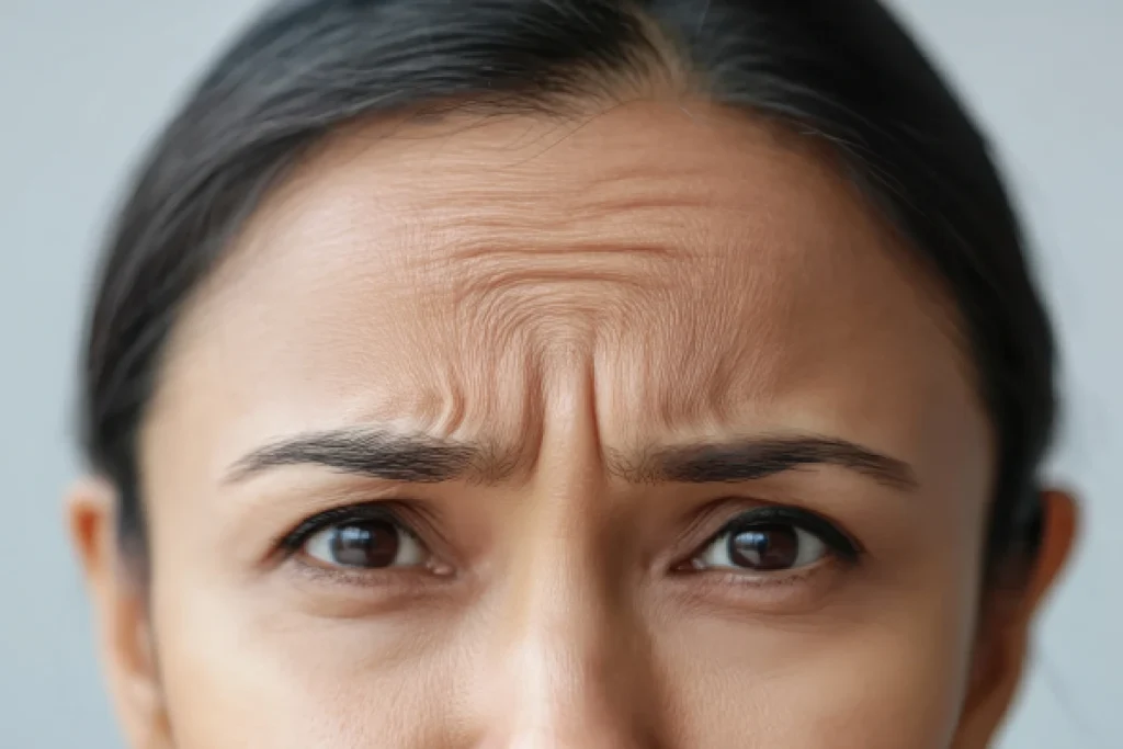 Botox treatment for frown lines at ARA Med Spa to reduce a tired-looking facial expression.